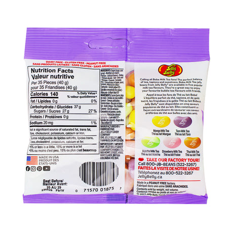 Jelly Belly Boba Milk Tea Bag 100g - 12 Pack Nutrition Facts Ingredients