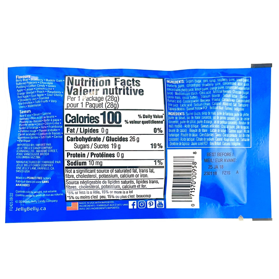 Jelly Belly Kids Mix 28g - 30 Pack Nutrition Facts Ingredients