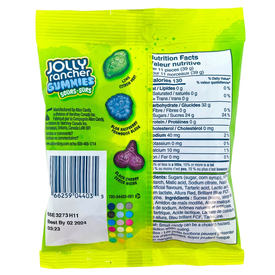 Jolly Rancher Gummies Sours 182g - 10 Pack Nutrition Facts Ingredients