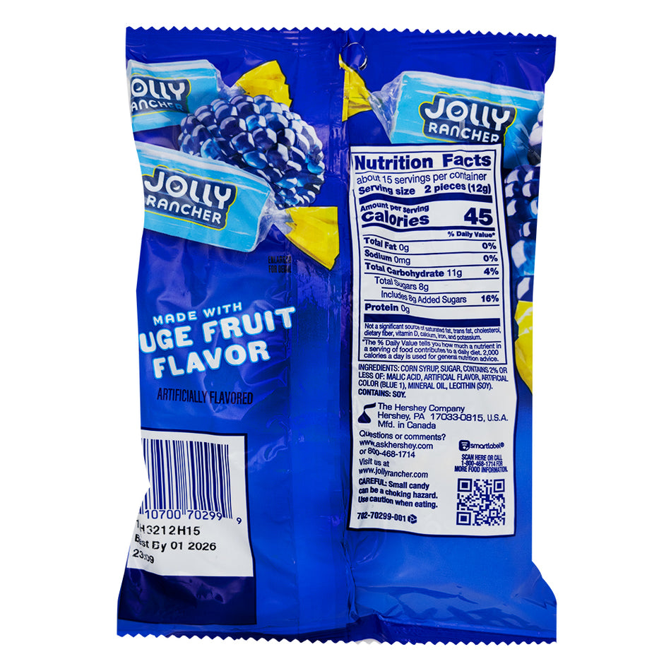 Jolly Rancher Hard Candy All Blue Raspberry 7oz - Nutrition Facts Ingredients
