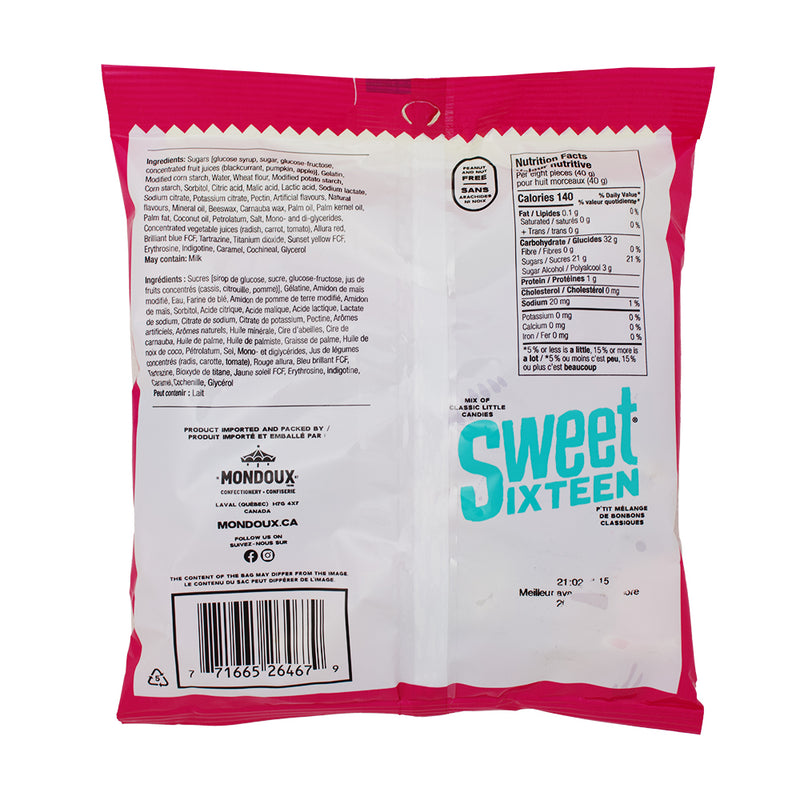 Sweet Sixteen Jujube & Gummy 185g - 10 Pack Nutrition Facts Ingredients