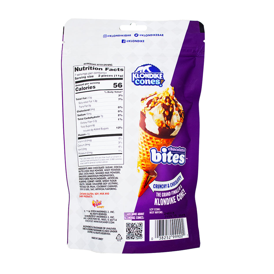 Klondike Cone Bites 120g -   Nutrition Facts Ingredients