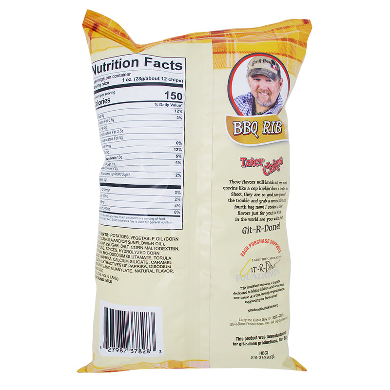 Larry The Cable Guy Tater Chips BBQ Rib 3.5oz - 12 Pack Nutrition Facts Ingredients