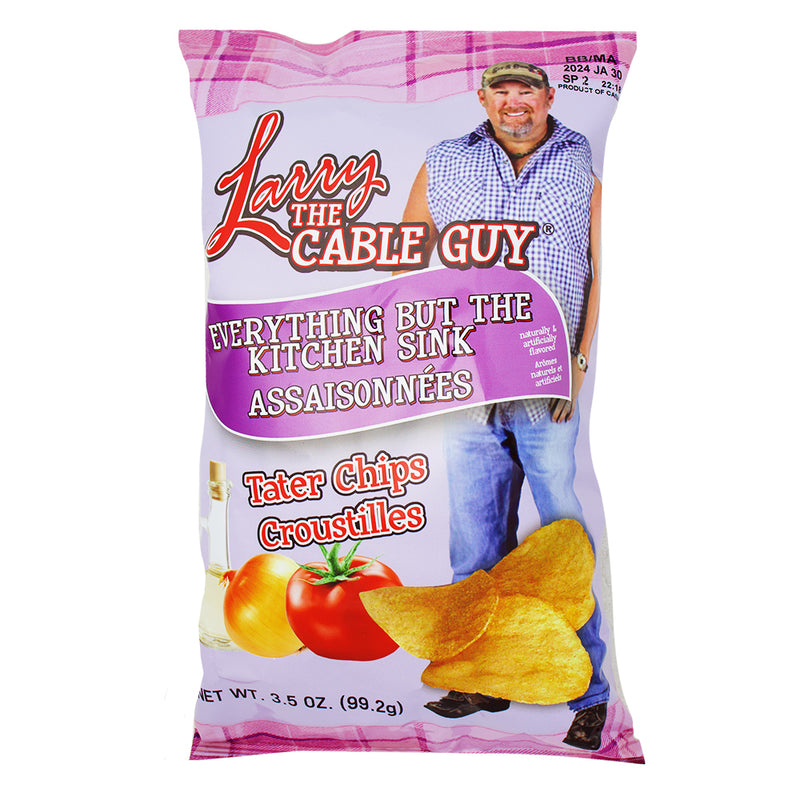 Larry The Cable Guy Tater Chips Everything But The Kitch Sink All Dressed 3.5oz - 12 Pack