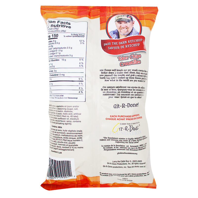 Larry The Cable Guy Tater Chips Pass The Darn Ketchup 3.5oz - 12 Pack Nutrition Facts Ingredients