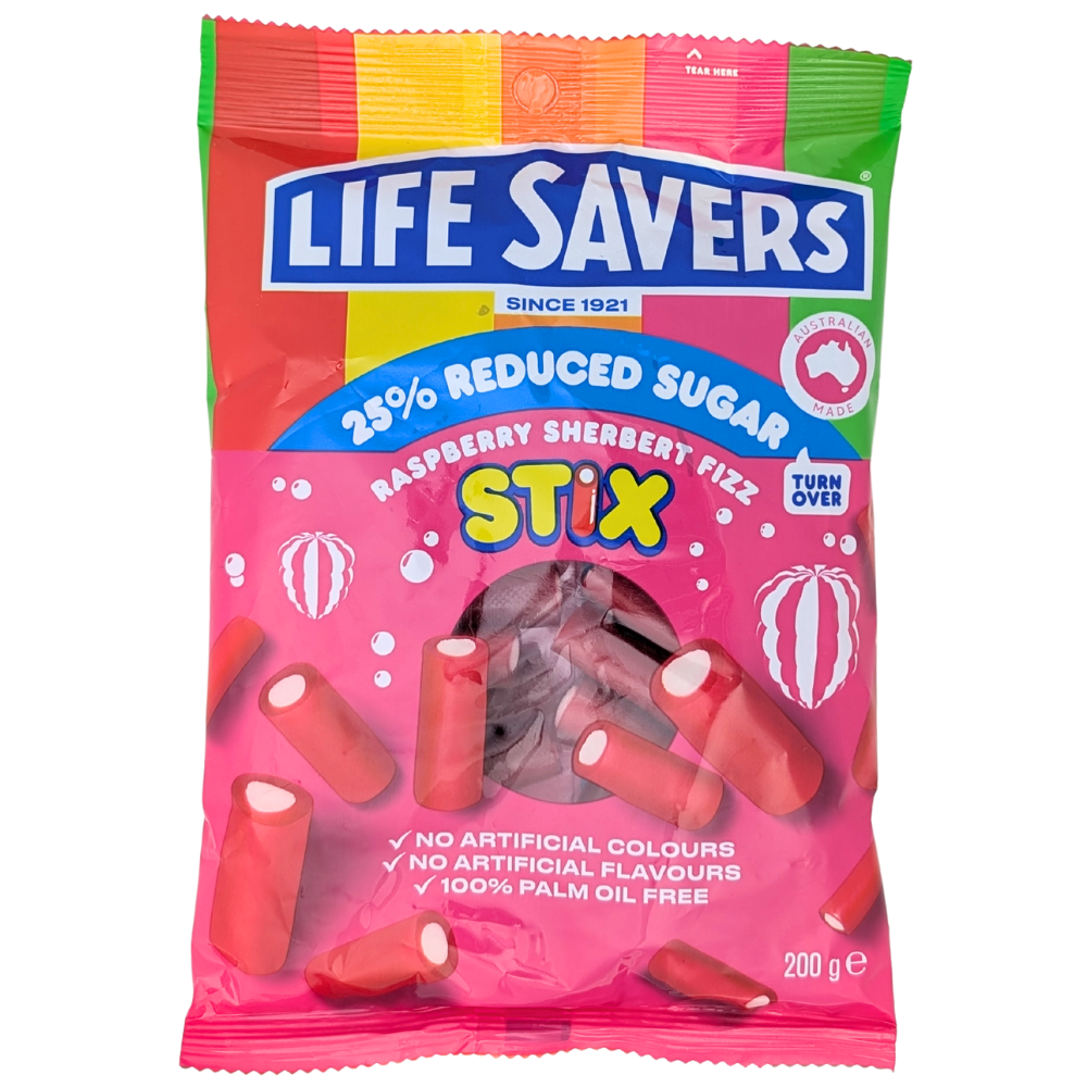 Lifesavers Reduced Sugar Raspberry Sherbert Fizz (Australia) - 200g