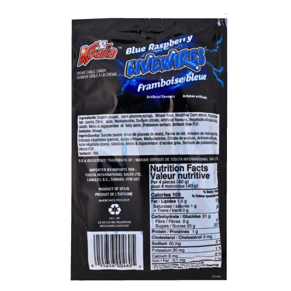 Koola Bear Raspberry Koala Livewires Blue Raspberry Cream Cables 100g | Candy District