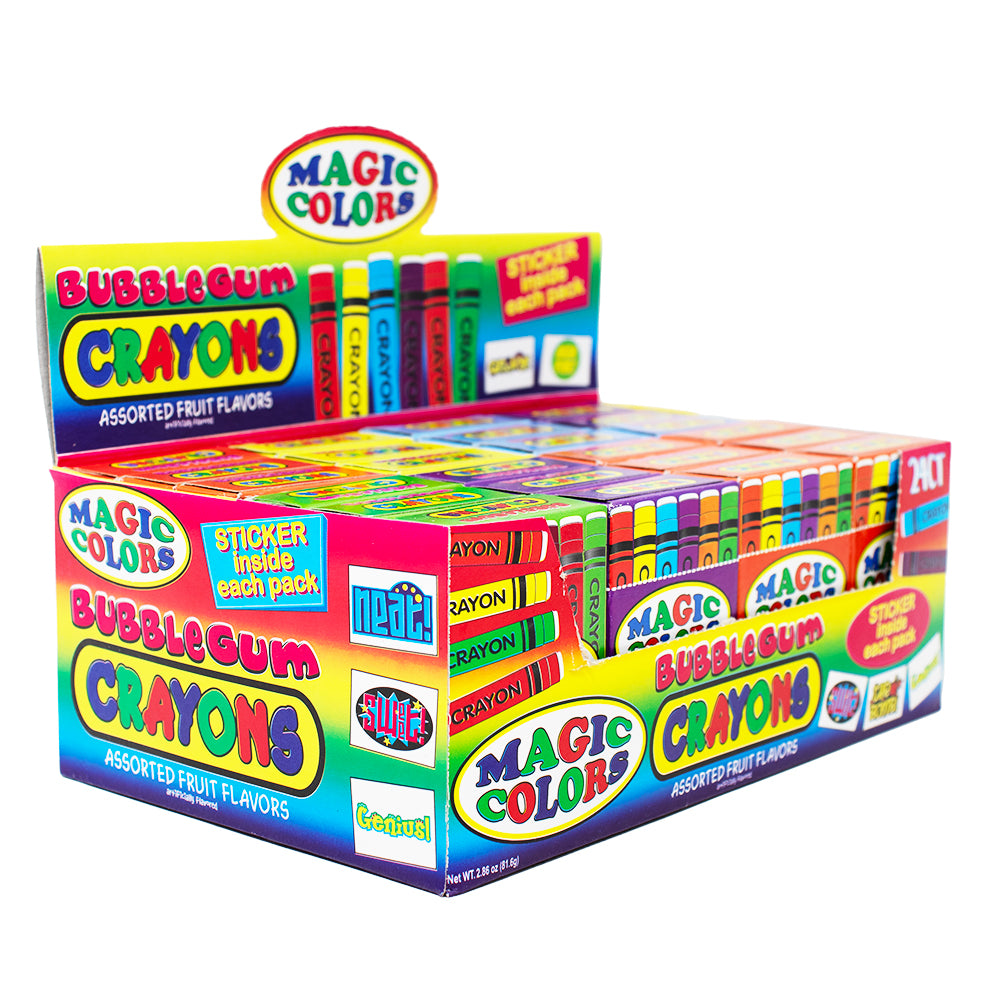 Magic Colous Worlds Magic Colors Bubble Gum Crayons - 24 Pack – Candy District