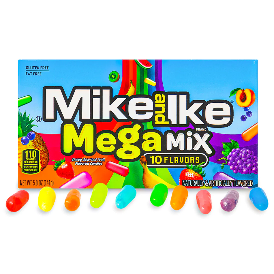 Mike and Ike Mega Mix 10 Flavors Chewy Candies Theater Box - 5 oz.