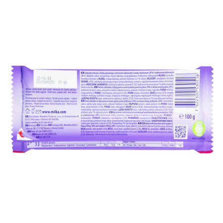 Milka Raspberry Creme Milk Chocolate Bar 100g