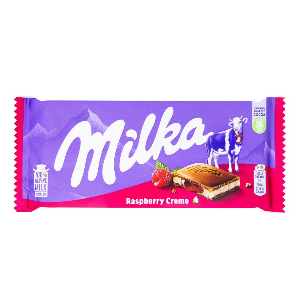 Milka Raspberry Creme Milk Chocolate Bar 100g