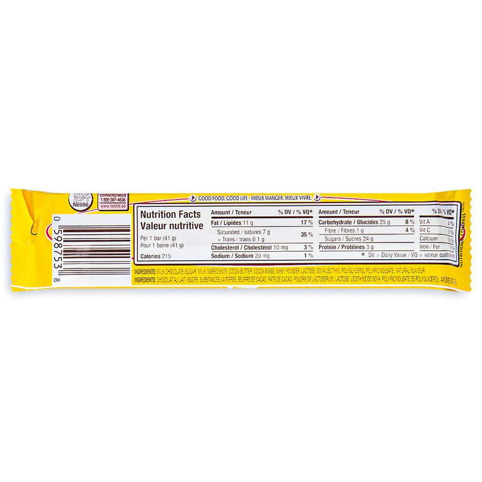 Nestle Mirage Bar 41g - 36 Pack - Canadian Chocolate Bars - Nutrition Facts - Ingredients