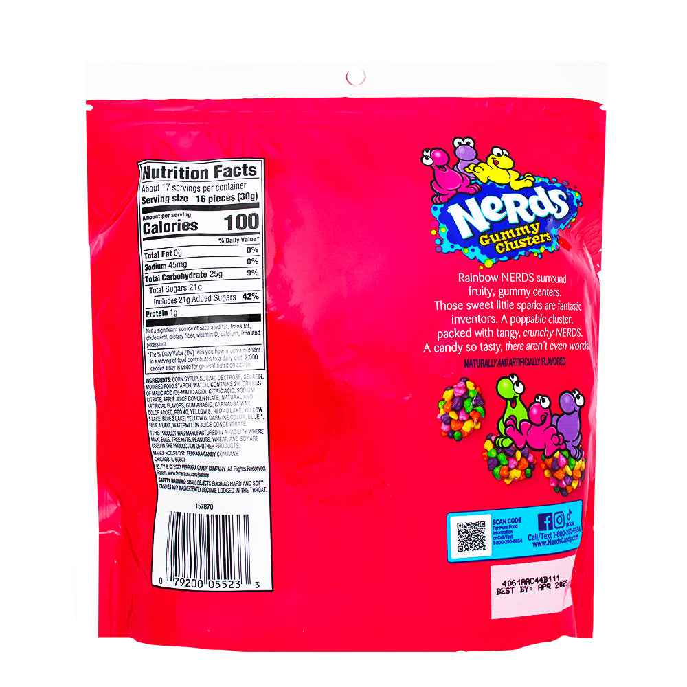 Nerds Gummy Clusters Rainbow Family Size 18.5oz -  Nutrition Facts Ingredients
