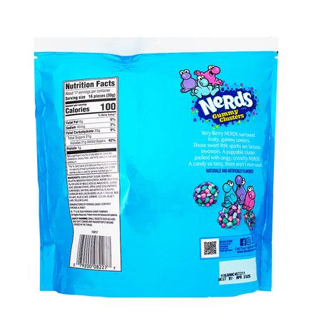 Nerds Gummy Clusters Very Berry Family Size 18.5oz -  Nutrition Facts Ingredients
