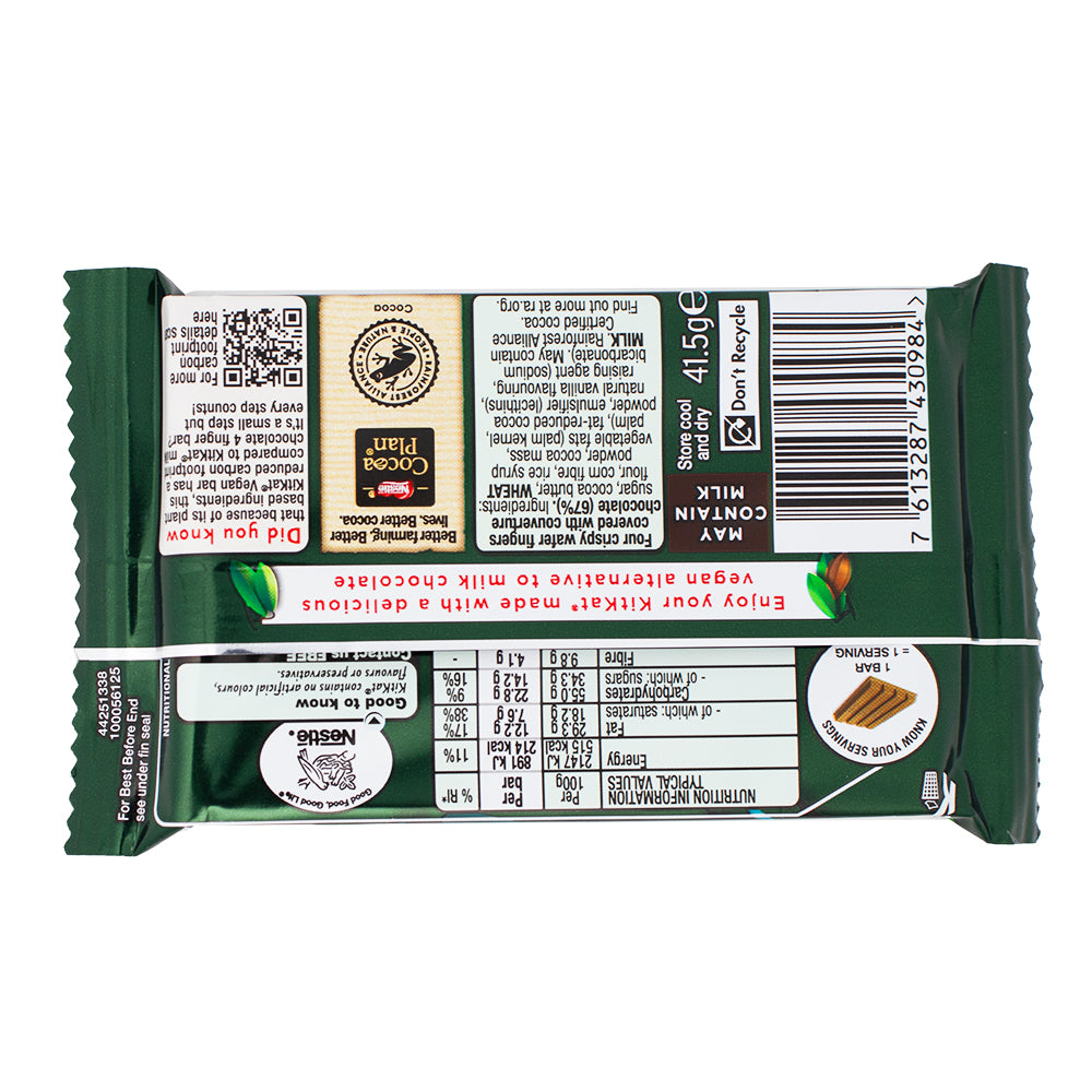 Nestle Kit Kat Vegan (UK) 41.5g - Nutrition Facts Ingredients
