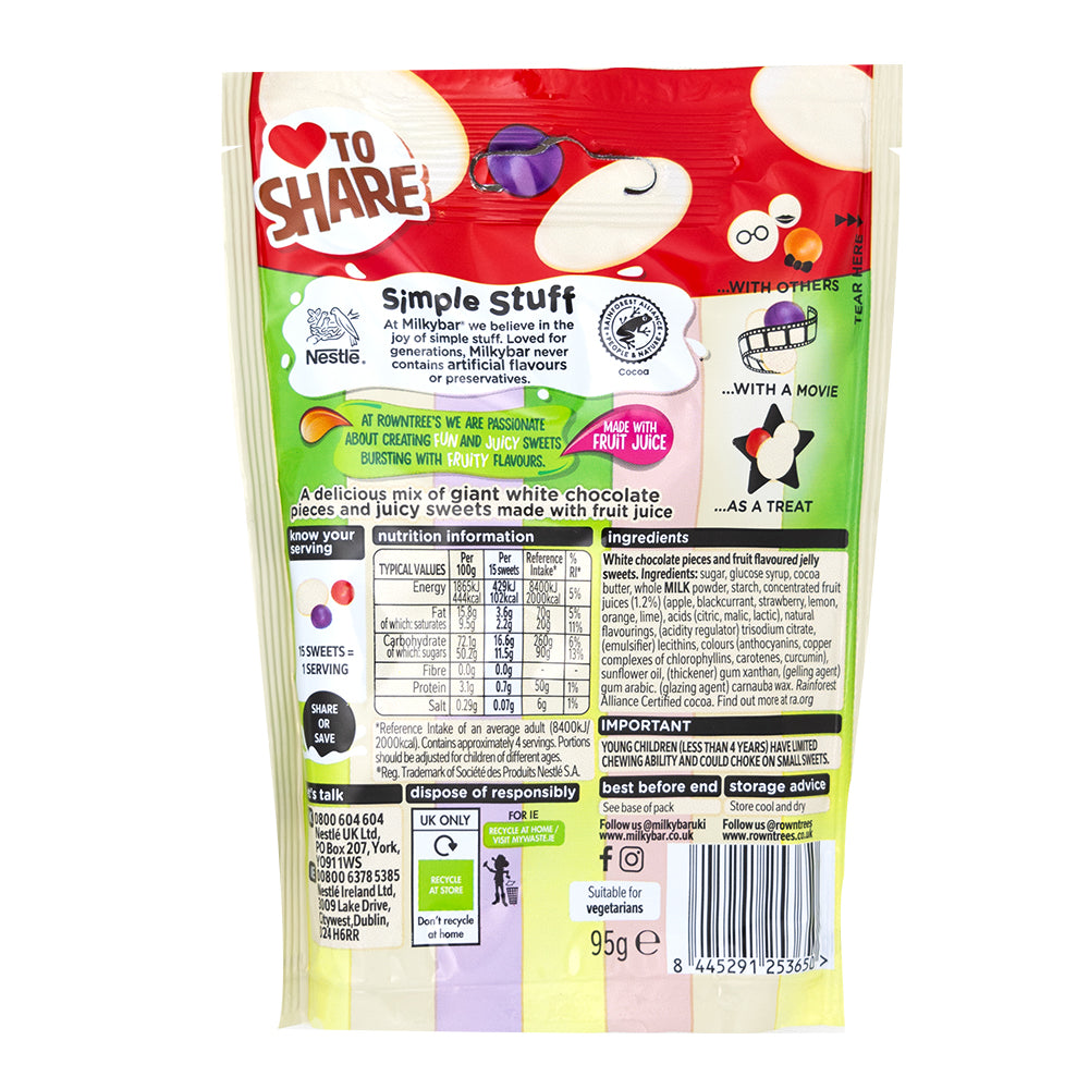 Nestle Milkybar Buttons Jelly and Ice Cream (UK) - 95g  Nutrition Facts Ingredients
