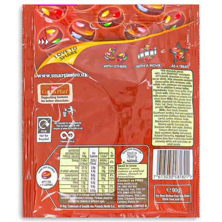 Nestle Smarties Milk Chocolate Buttons UK - 90 g - top view