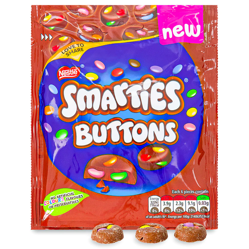 Nestle Smarties Milk Chocolate Buttons UK - 90 g