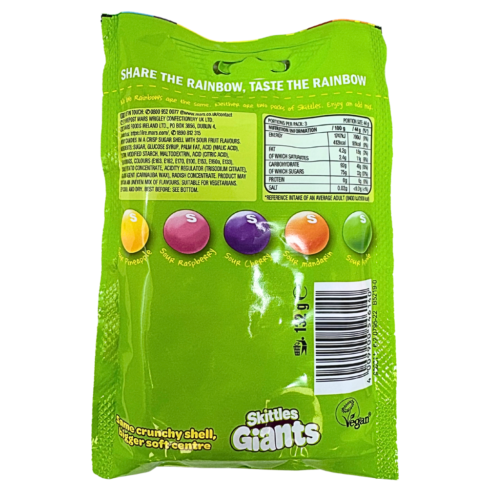 Skittles Giants Sours 125g - 12 Pack
