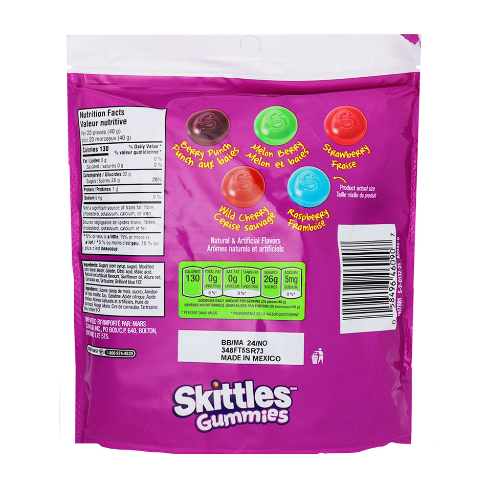 Skittles Gummies Berry 280g - 12  Nutrition Facts Ingredients
Pack 