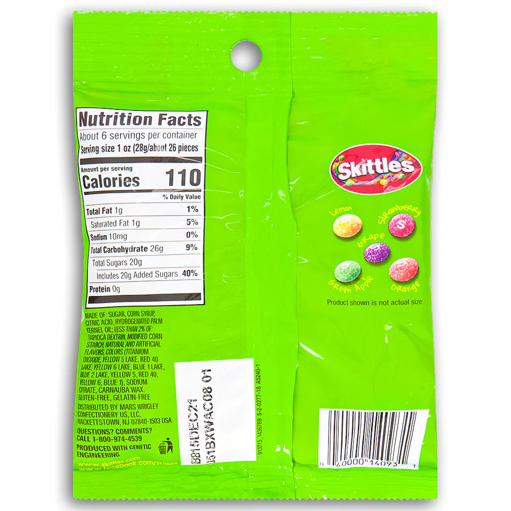 Skittles Sour Candies - 161.6g - top view