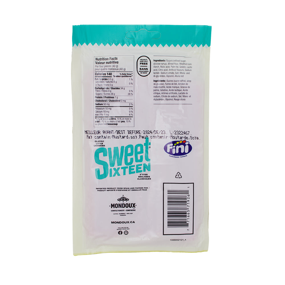Sweet Sixteen Sour Strawberry Filled Licorice 100g - 12 Pack