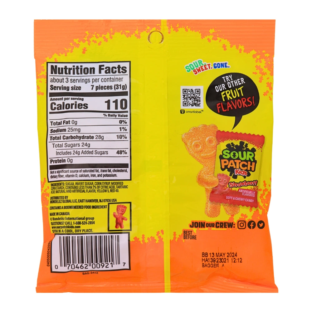 Sour Patch Kids Peach 5oz - Nutrition Facts Ingredients