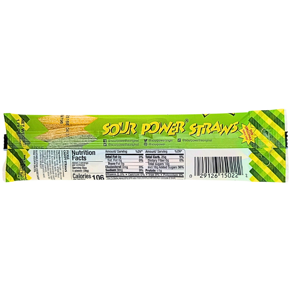 Sour Power Straws Pickle - 1.75oz