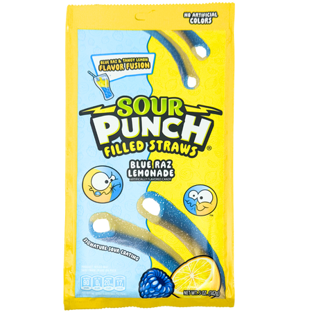 Sour Punch Filled Straws Blue Raz Lemonade 5oz - 12 Pack