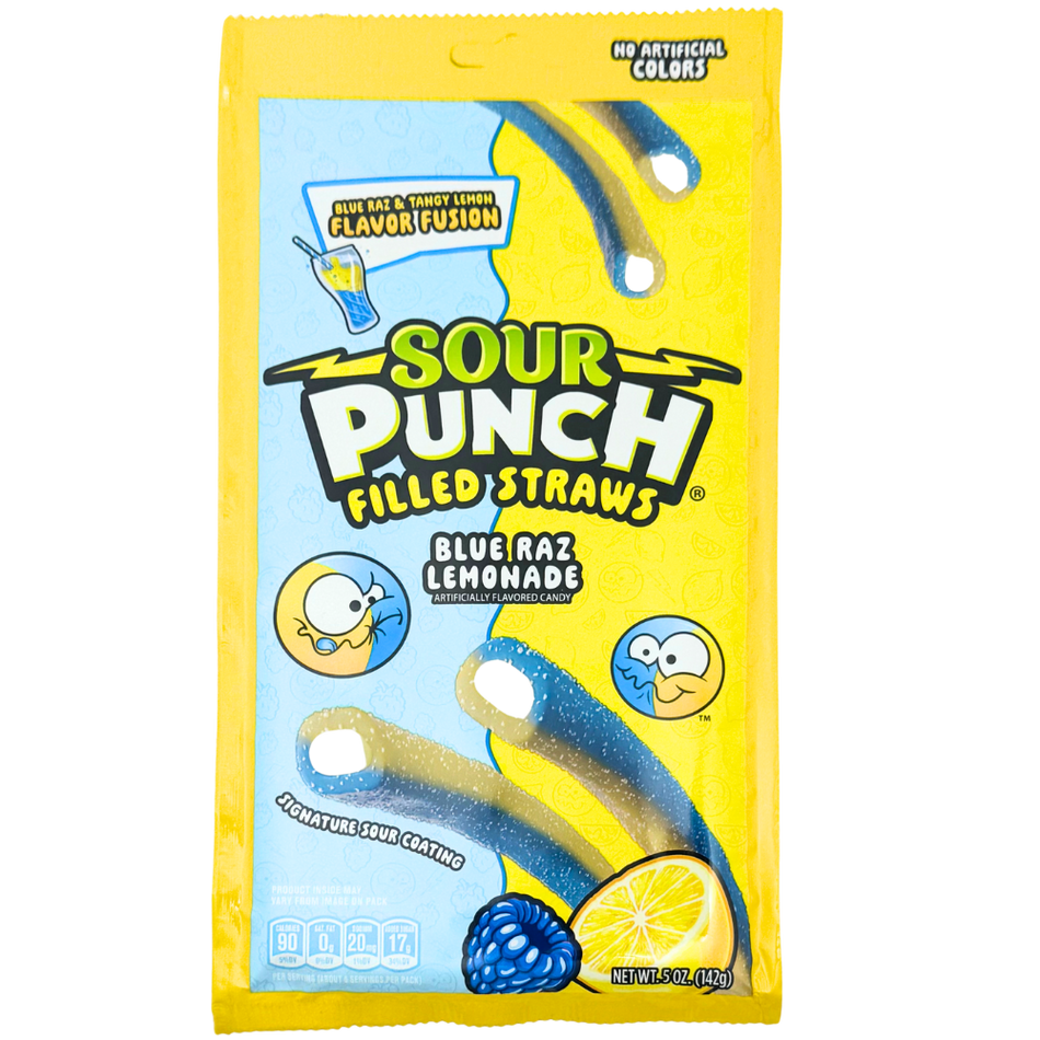 Sour Punch Filled Straws Blue Raz Lemonade 5oz - 12 Pack