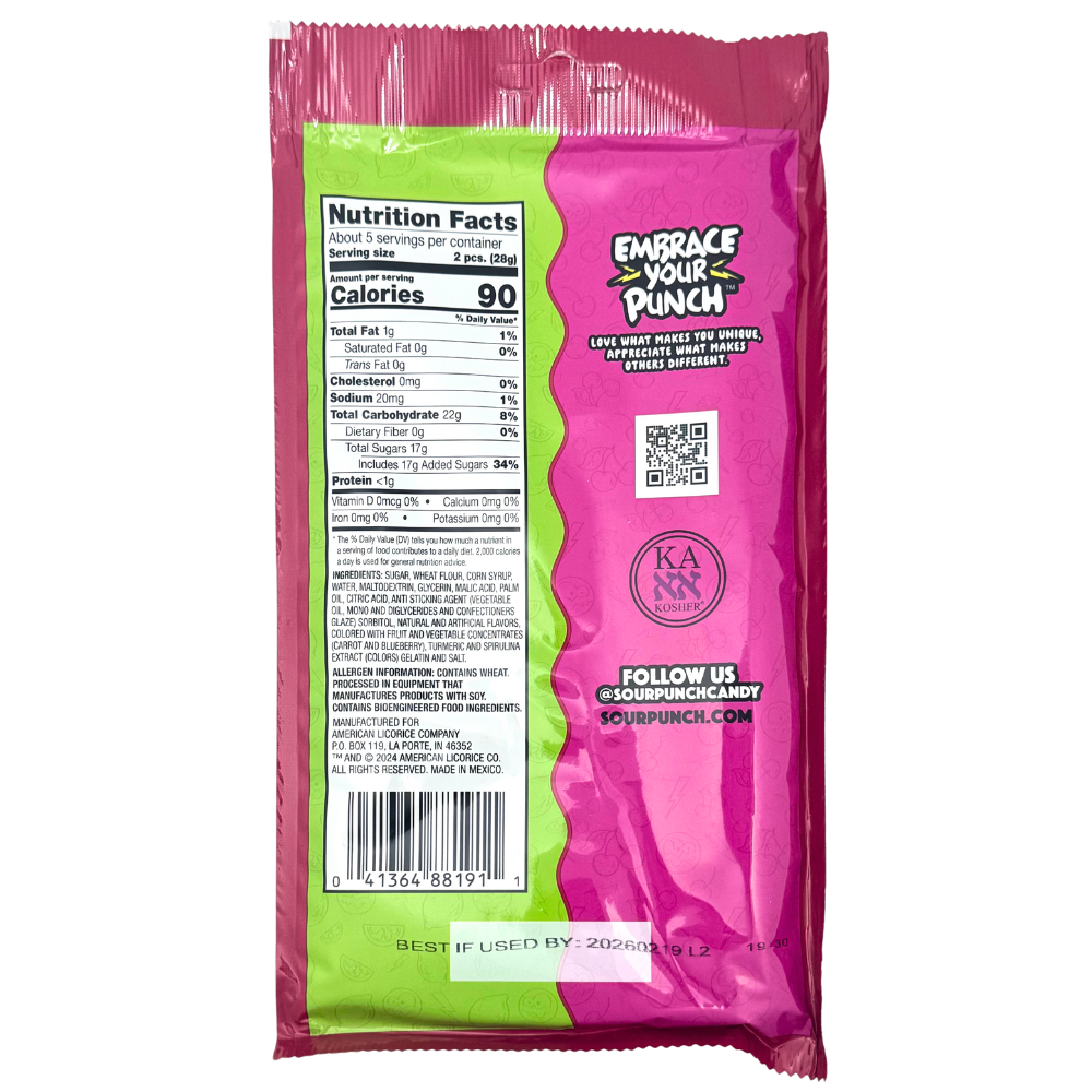 Sour Punch Filled Straws Cherry Limeade 5oz - 12 Pack