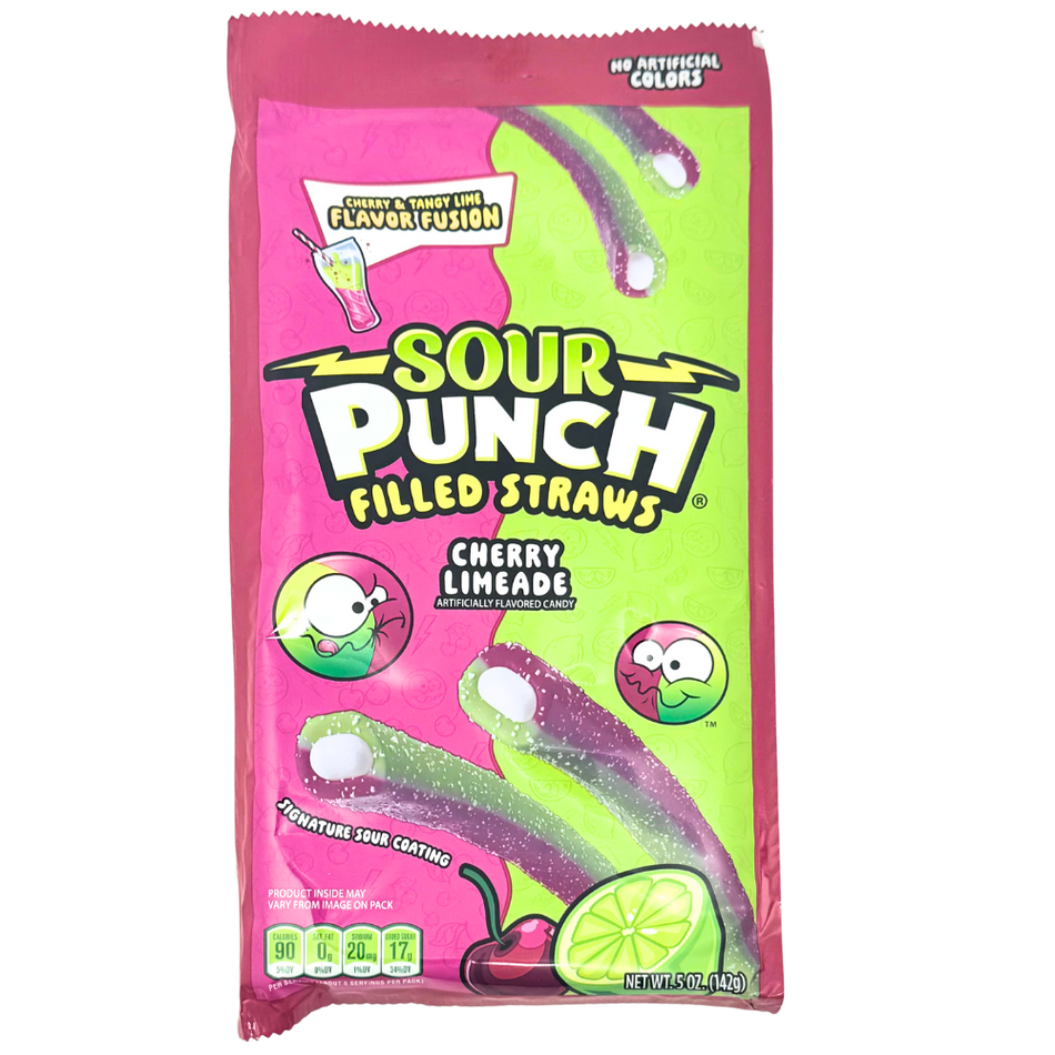 Sour Punch Filled Straws Cherry Limeade 5oz - 12 Pack