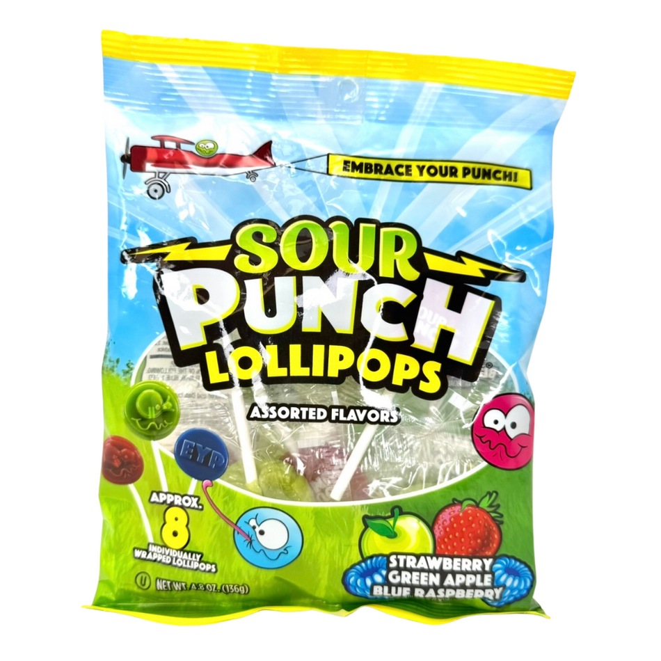 Sour Punch Lollipops 4.8oz - 12 Pack