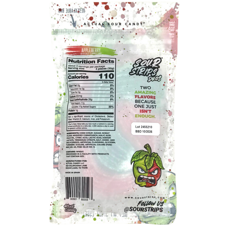 Sour Strips Appleberry 96g - 12 Pack