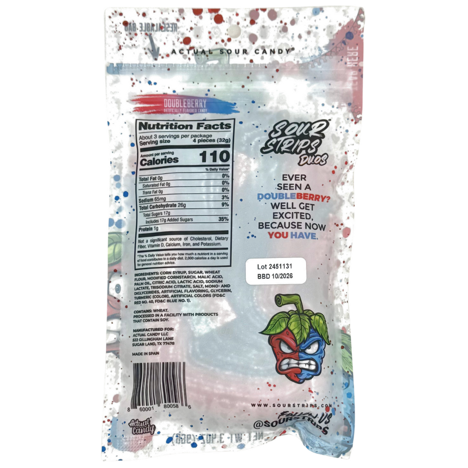 Sour Strips Doubleberry 96g - 12 Pack