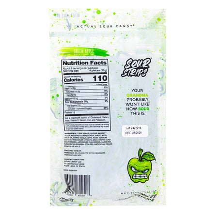 Sour Strips Green Apple 96g 