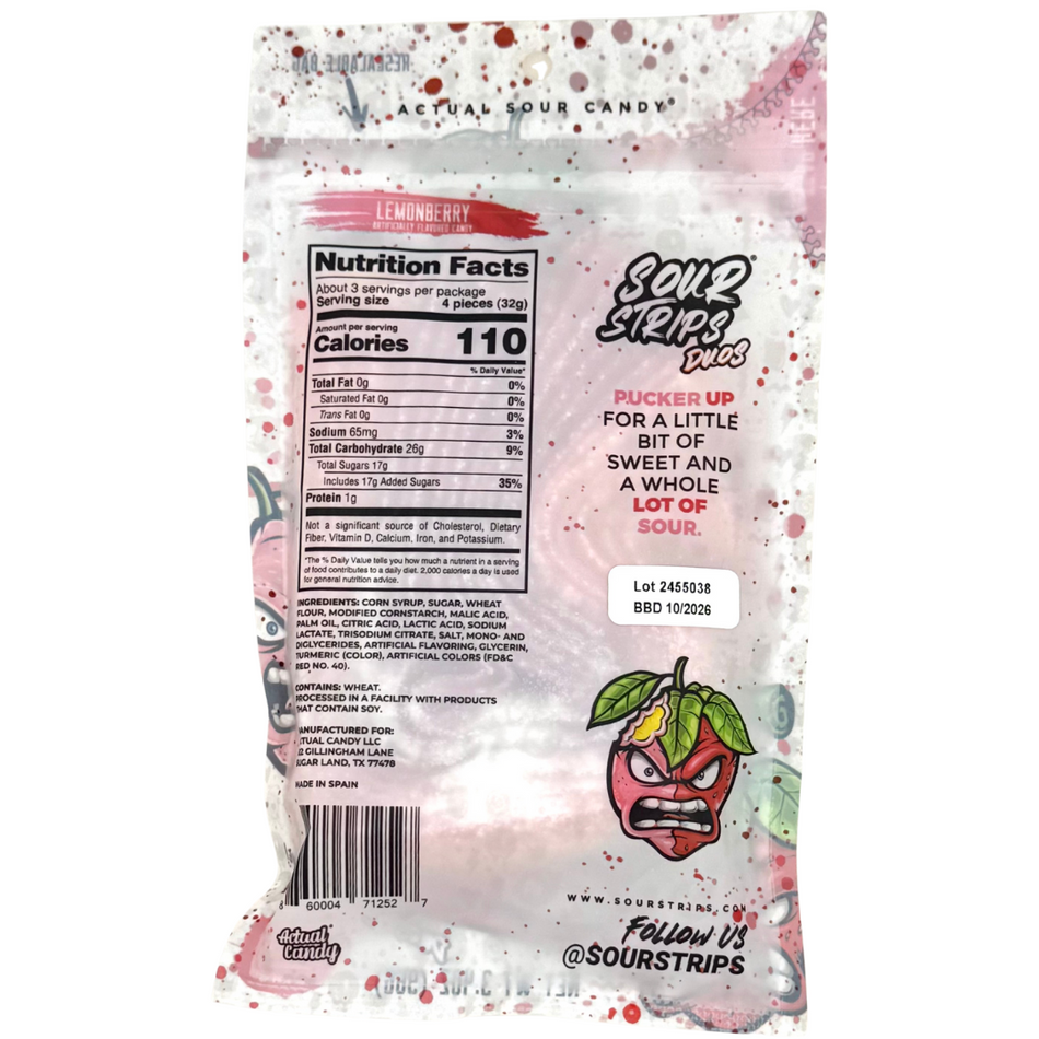 Sour Strips Lemonberry 96g - 12 Pack