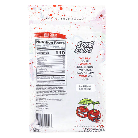 Sour Strips Wild Cherry 96g 
