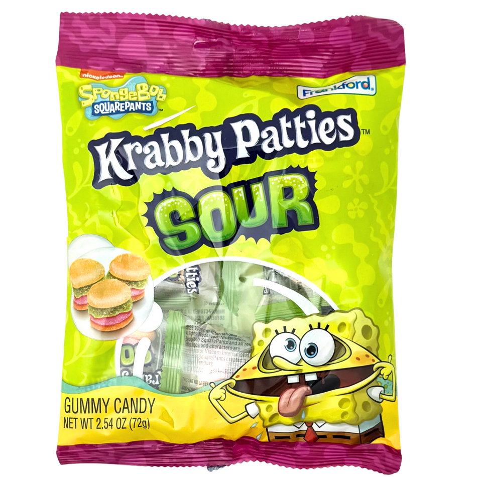 Spongebob Krabby Patties Sour Peg Bag 2.54oz - 24 Pack