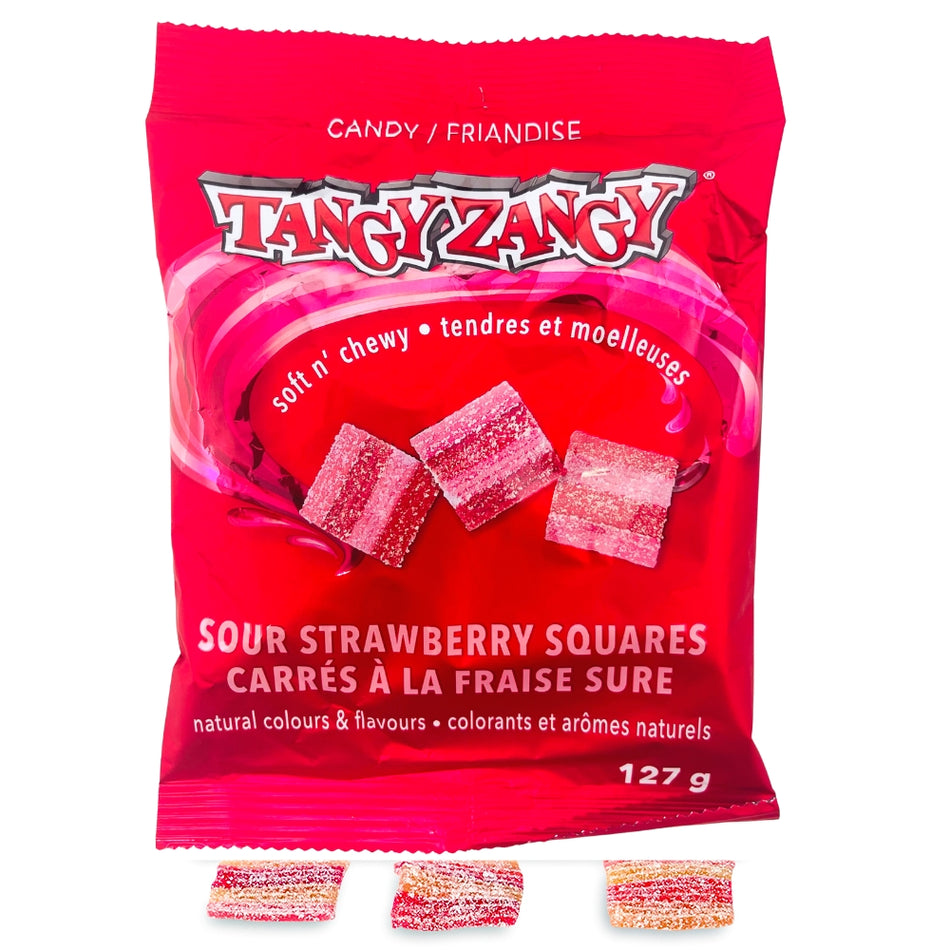 Tangy Zangy Sour Strawberry Squares 127g - 24 Pack