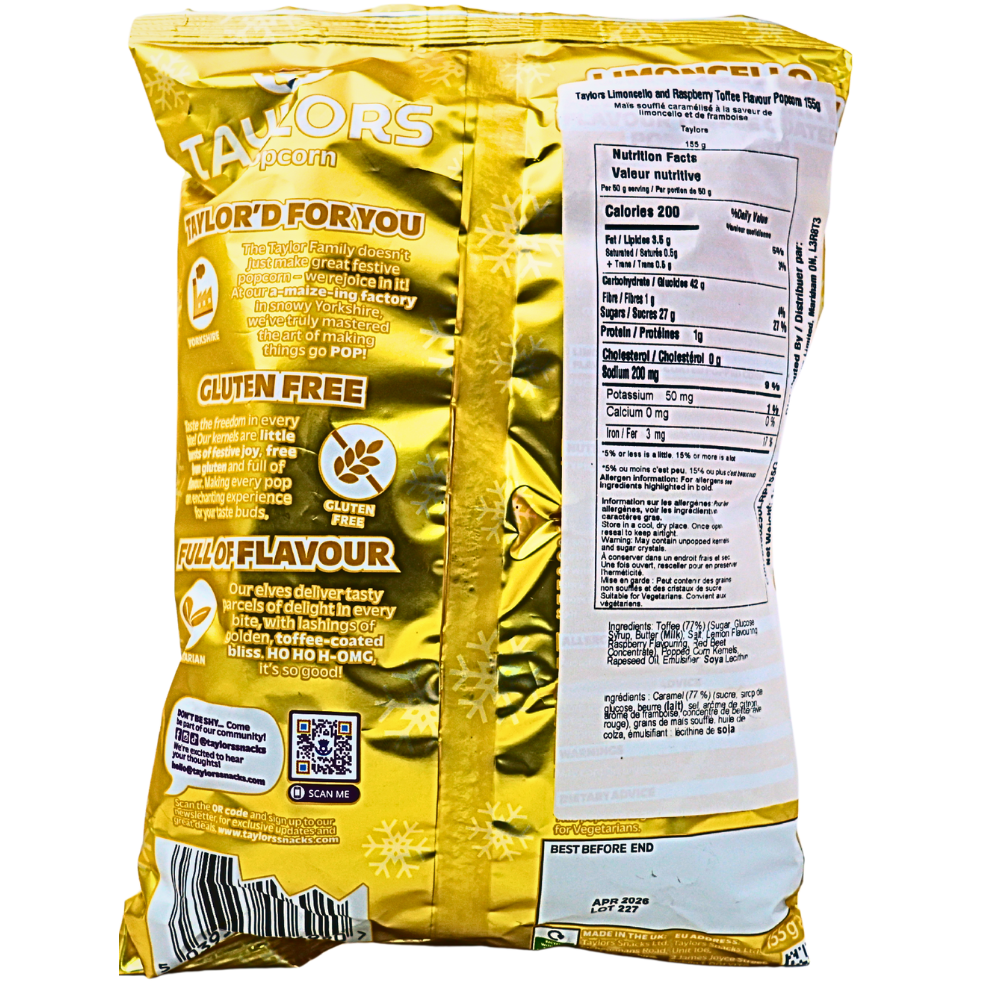 Taylors Limoncello & Raspberry Popcorn (UK) - 155g | Candy District