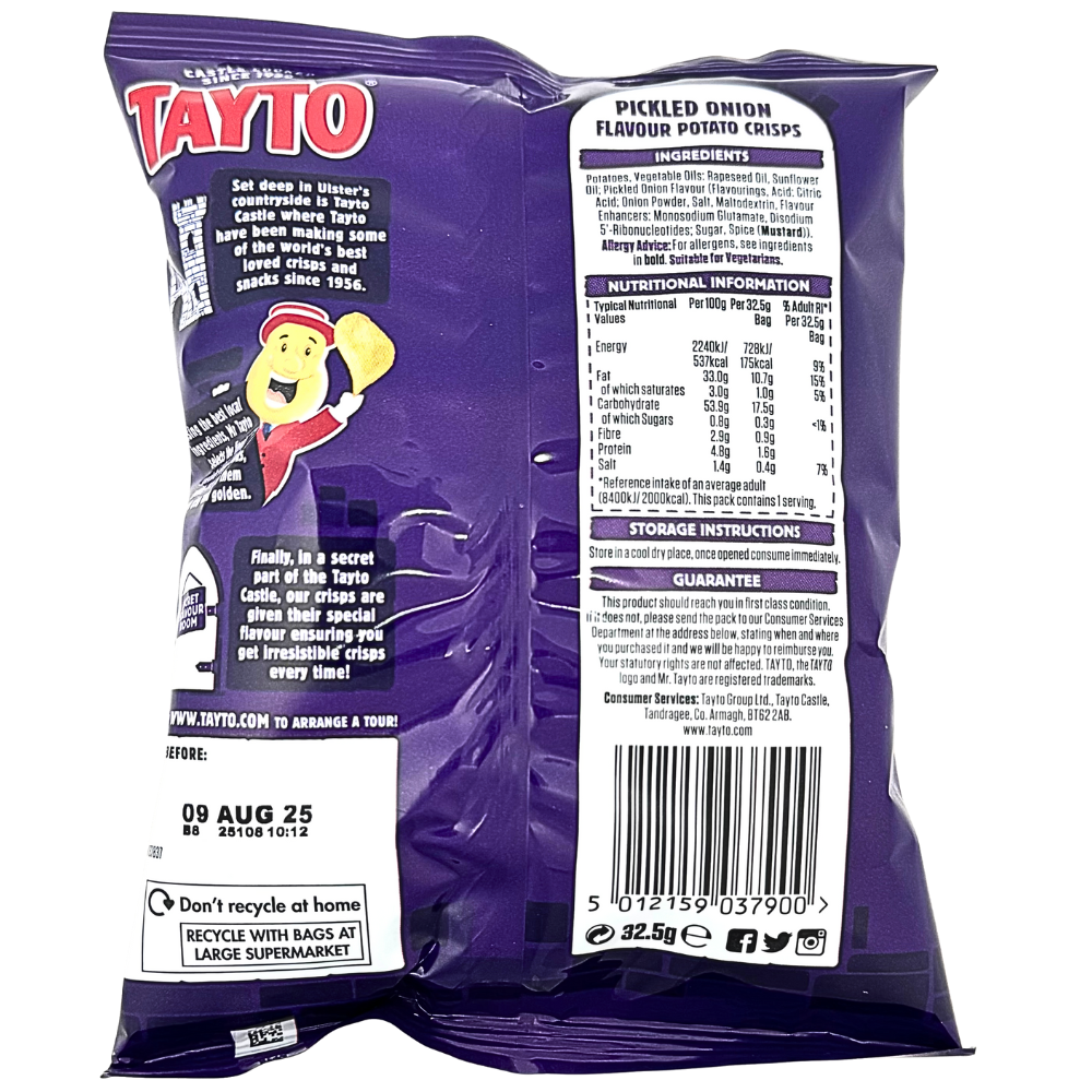 Tayto Pickled Onion Chips (UK) - 32.5g