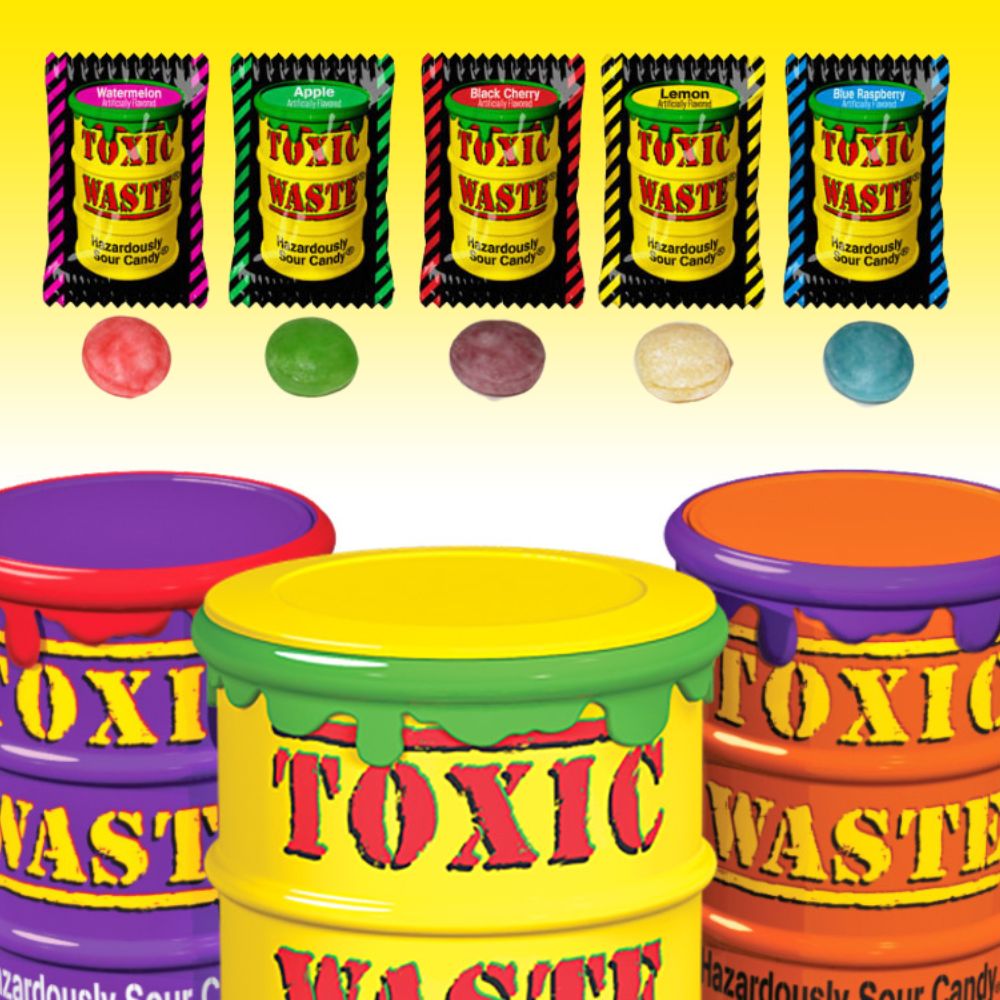 Toxic Waste Hazardously Sour Yellow Candy Drum 1.7oz - image 2