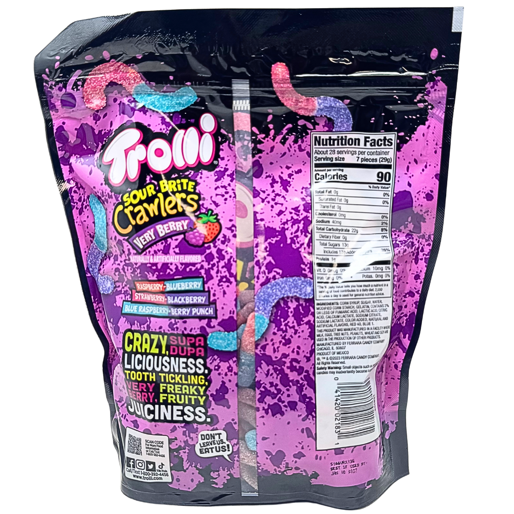 Trolli Sour Brite Crawlers Very Berry Resealable Bag - 28oz