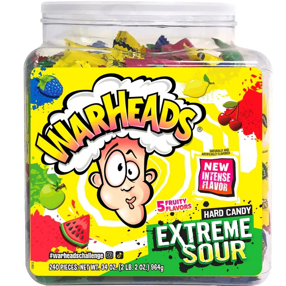 Warheads Candy - Extreme Sour Hard Candy - 240 Count Tub