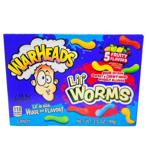 Warheads Candy - Lil' Worms Chewy Candy Theater Box - 12 Pack