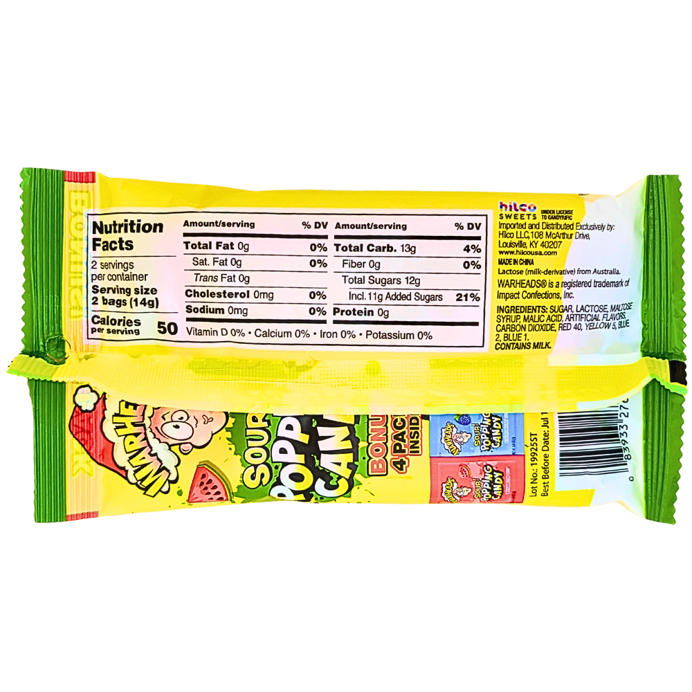 Warheads Christmas Sour Popping Candy - 28g