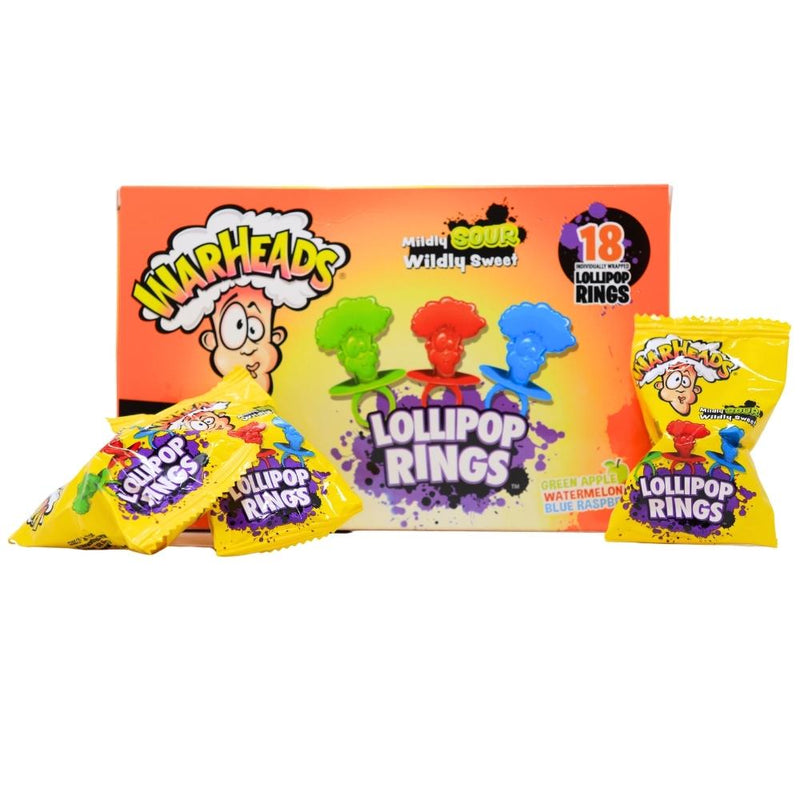 Warheads Lollipop Rings - 18 Pack
