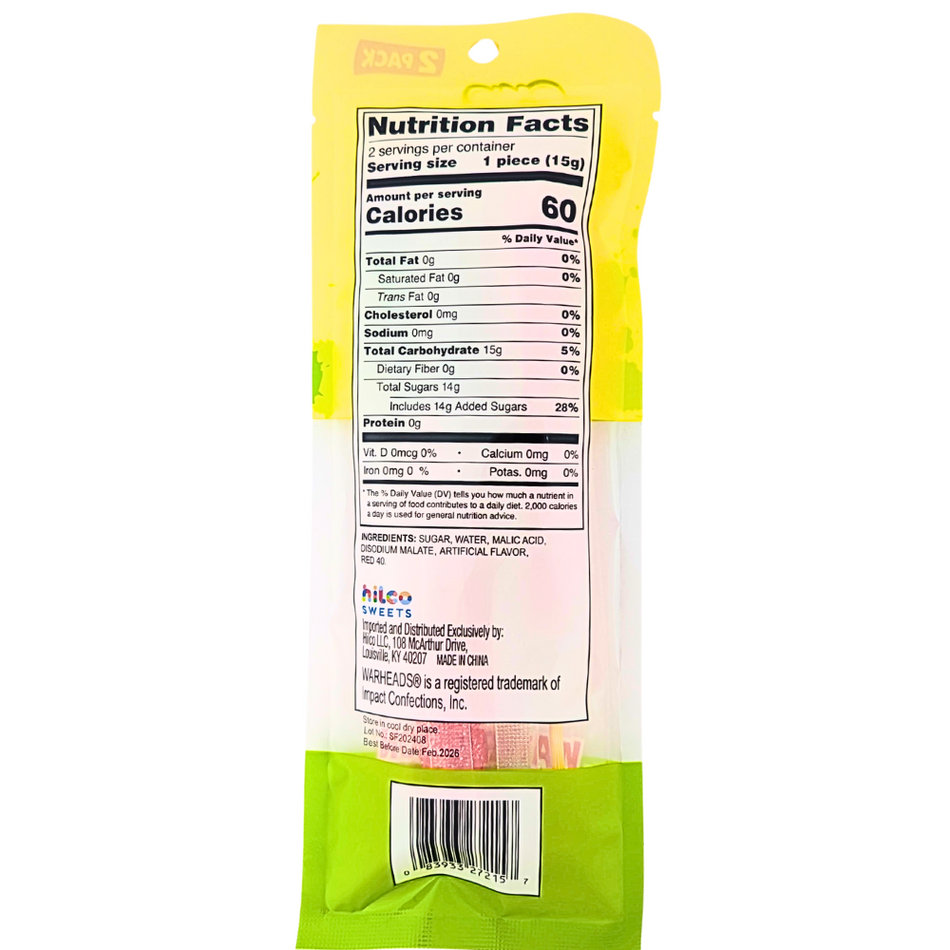 Warheads Sour Rock Candy Sticks - 30g
