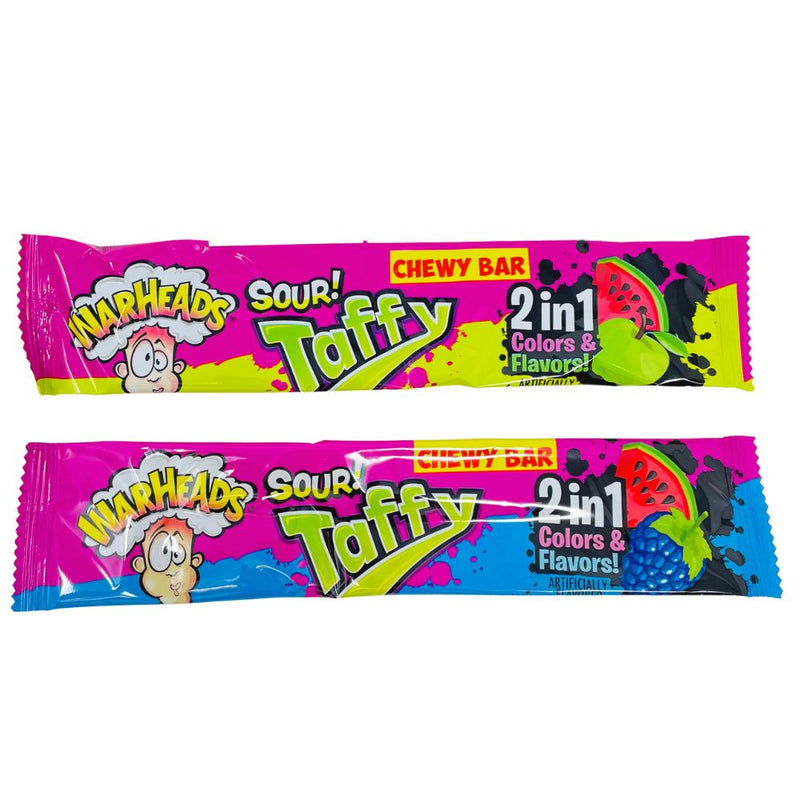 Warheads Candy - Sour Taffy Bar 2in1 1.49oz - 24 Pack